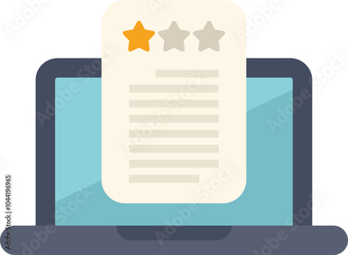Online customer feedback survey showing satisfaction level with star rating on laptop computer
