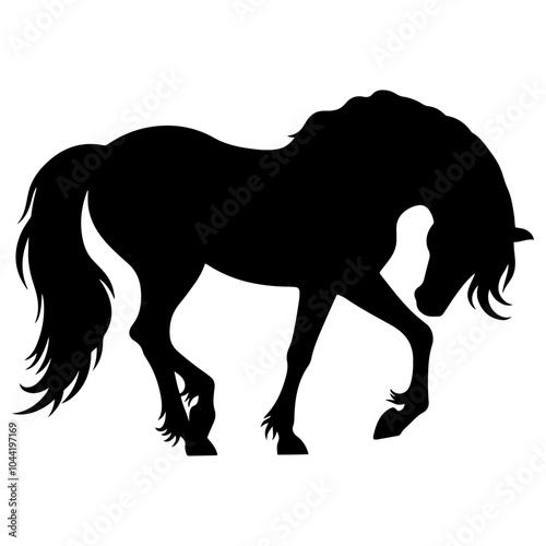 Vector illustration. Black silhouette on a white background. Horse. photo