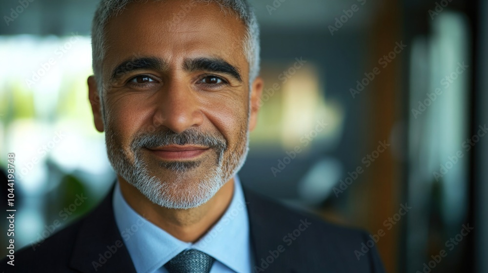 Fototapeta premium Executive Portrait of a Smiling Man in Business Attire