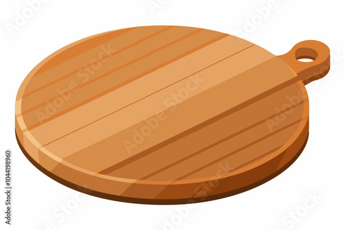 Cutting round wooden board isolated on white