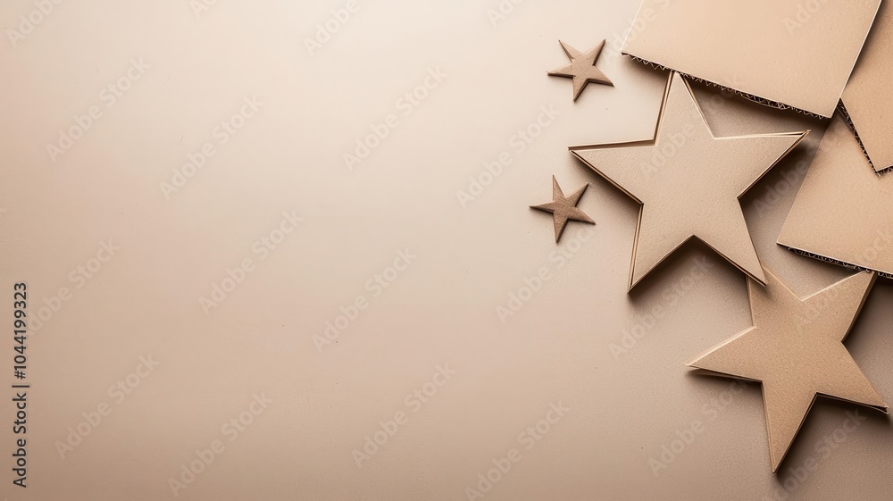 Brown cardboard piece cut into a star shape, handmade look, recycled material