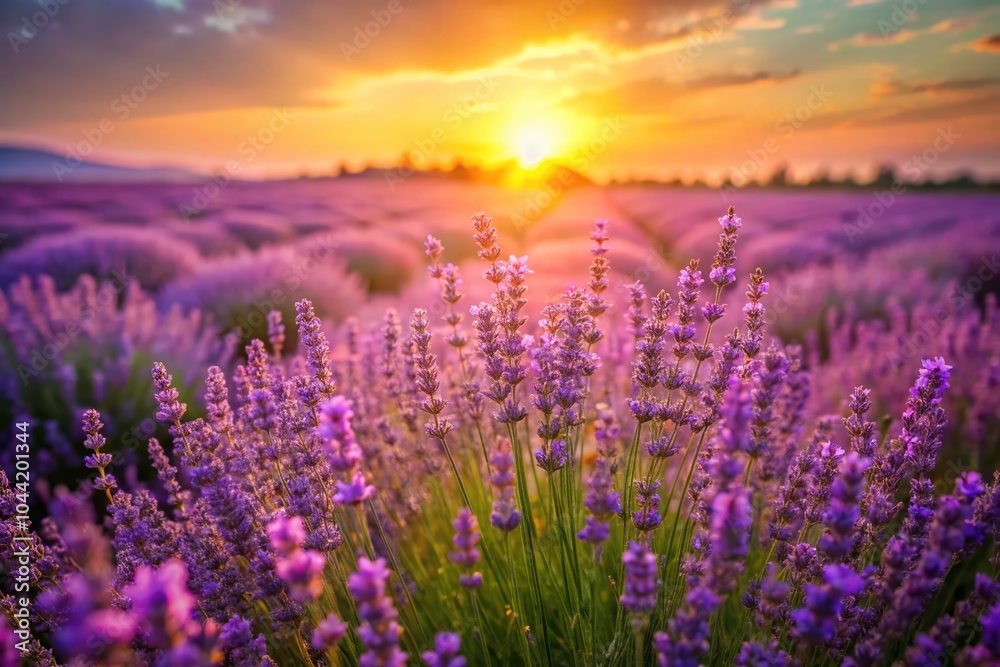 Obraz premium Lavender Flower Background in Blooming Fields - Serenity and Nature's Beauty Captured in Stunning Detail
