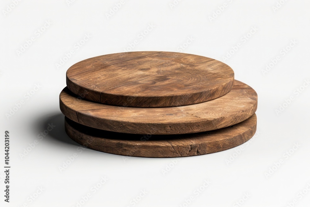 Pair of Light Wood Round Cutting Boards on White Background Pair of Light Wood Round Cutting Boards on White Background