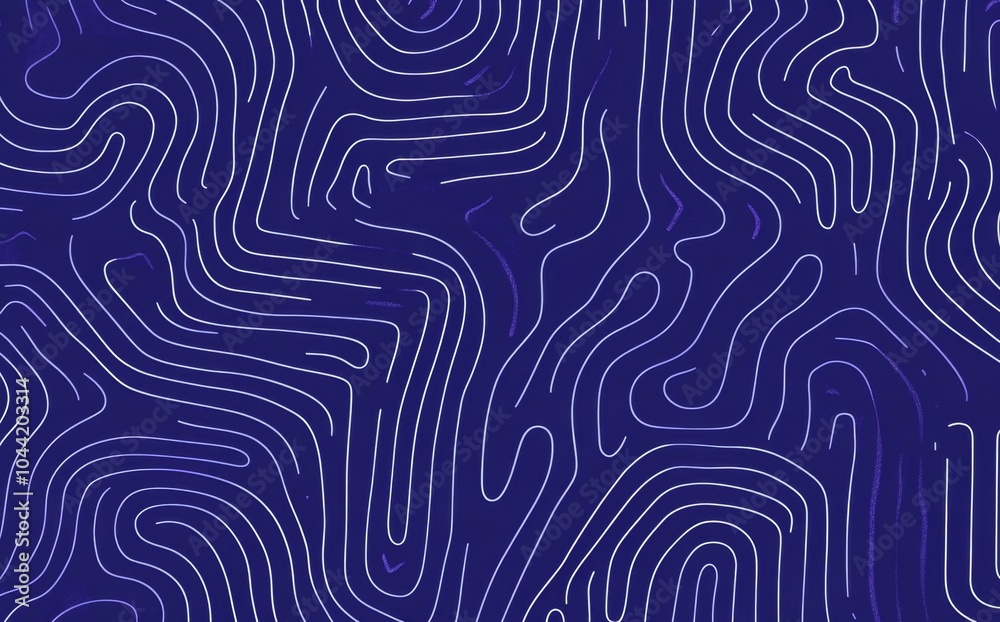 Minimalistic Blue and White Contour Pattern on Dark Purple Background Minimalistic Blue and White Contour Pattern on Dark Purple Background