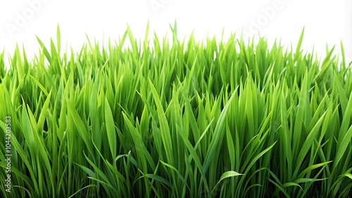 "Lush Green Grass Field - Isolated on White Background - High Depth of Field"