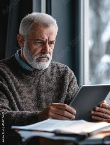 A Man Reviewing a Tablet