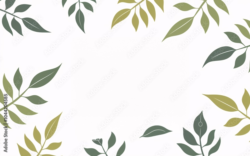 Simple green leaf border on white background. Simple green leaf border on white background.