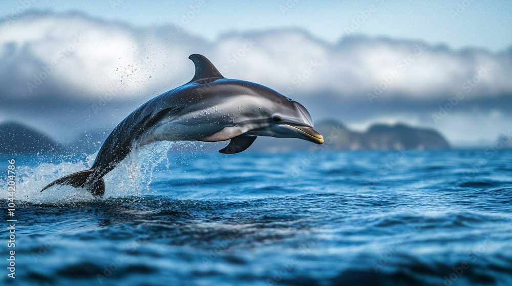 Fototapeta premium Dolphin Leaping Out of the Ocean Water with a Splash