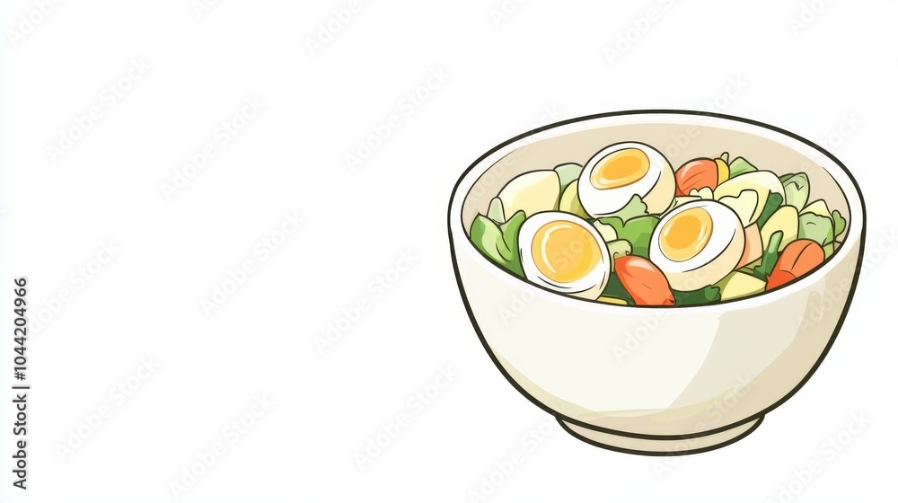 A fresh and colorful bowl of salad featuring eggs A fresh and colorful bowl of salad featuring eggs