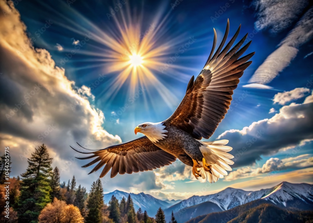 Obraz premium Majestic Eagle in Flight: Capturing Nature's Power and Beauty in Documentary Photography