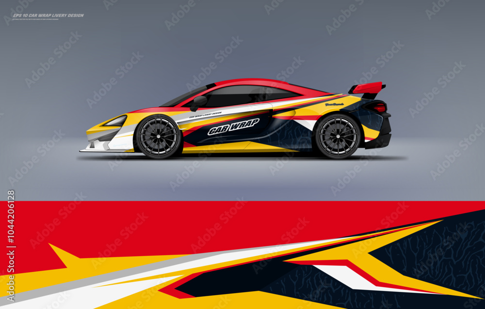 Sport racing Car branding with racing wrap decal or livery design. Abstract racing graphic red with background. Editable vector templates Sport racing Car branding with racing wrap decal or livery design. Abstract racing graphic red with background. Editable vector templates