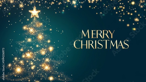 Wallpaper Mural  Elegant christmas Card Design with Abstract Christmas Tree with text merry Christmas Torontodigital.ca