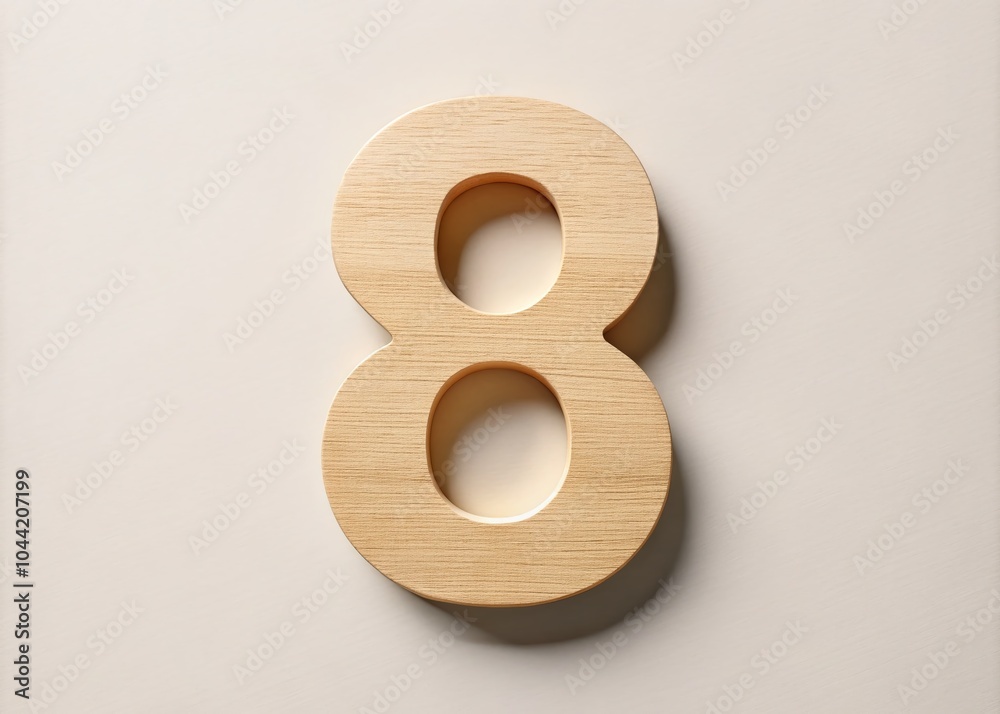 Minimalist 3D Plywood Number 8 EIGHT for Modern Design and Typography Minimalist 3D Plywood Number 8 EIGHT for Modern Design and Typography