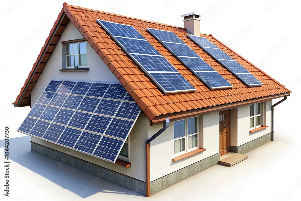 Fototapeta premium Solar Panels for Home: Eco-friendly Green Energy Solution