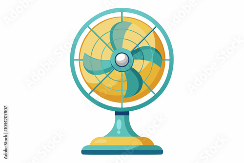 Beautiful table fan vector art and illustration