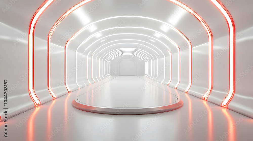 Obraz premium 红白未来科技走廊