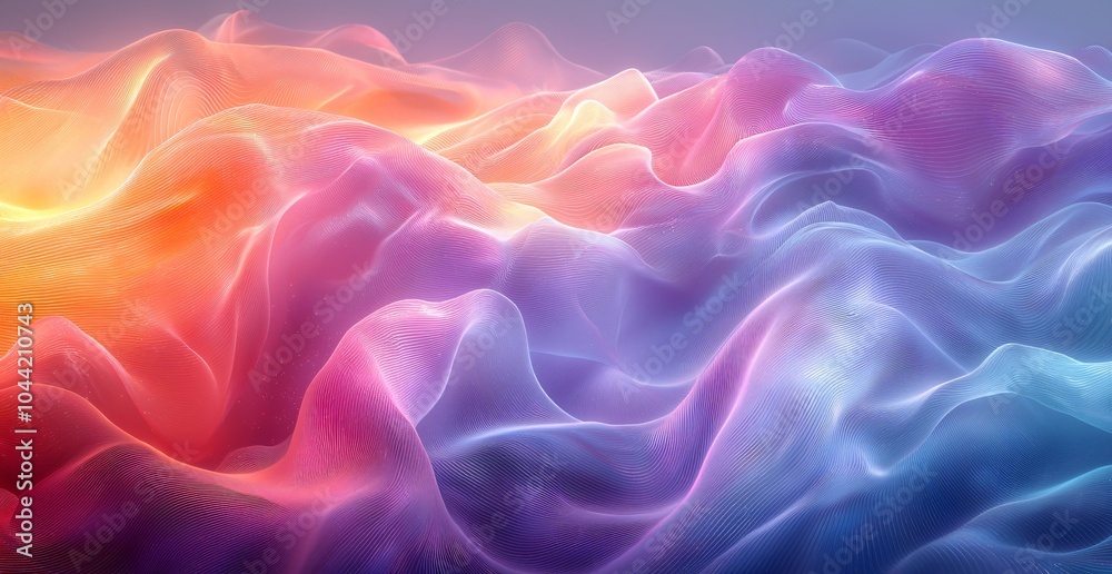 Obraz premium Ethereal neon light waves evoke a calming Christmas atmosphere, ideal for holiday marketing, greeting cards, and seasonal decor.