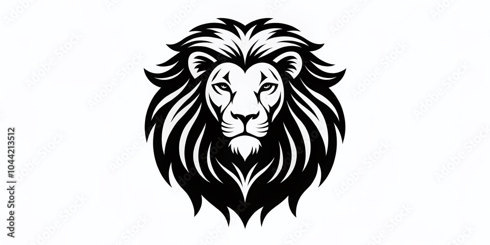 Fototapeta premium Monochrome Lion Silhouette Logo for Elegant Branding and Product Photography