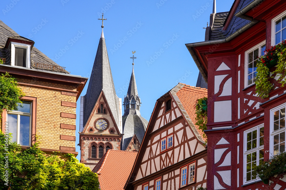 Historisches Heppenheim an der Bergstrasse, Hessen, Altstadt mit Dom Historisches Heppenheim an der Bergstrasse, Hessen, Altstadt mit Dom