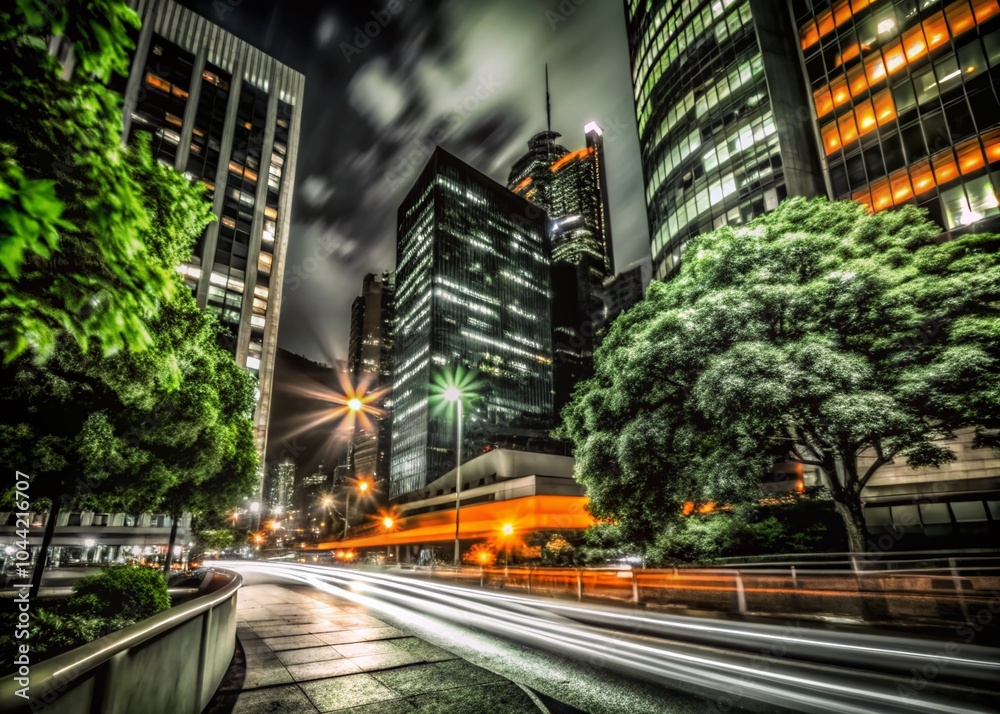 Obraz premium Night Photography with Vibrant Orange and Black Backgrounds for Stunning Visuals and Aesthetic Appeal