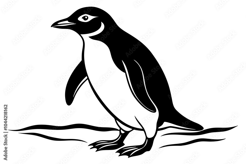 Fototapeta premium Walking Gentoo penguin guide vector art illustration