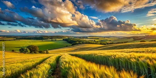 Panoramic View of Lush Rye Fields Under a Bright Sky for Stunning Landscape Photography