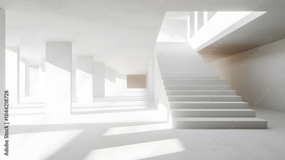 Fototapeta premium Minimalist white architectural space