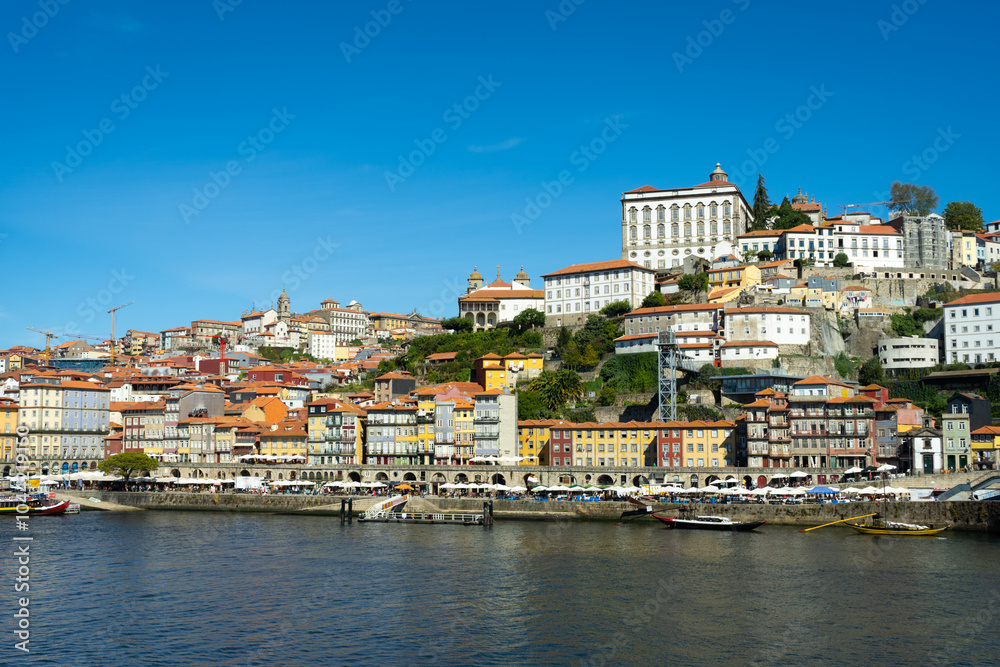 Porto City, Douro River on Sunny Day. Episcopal Palace and Historical Center. Portugal Porto City, Douro River on Sunny Day. Episcopal Palace and Historical Center. Portugal