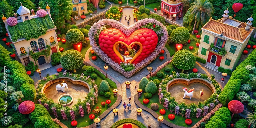 Naklejka premium Romantic Animal Architecture: Valentine's Day Celebration in Nature's Embrace