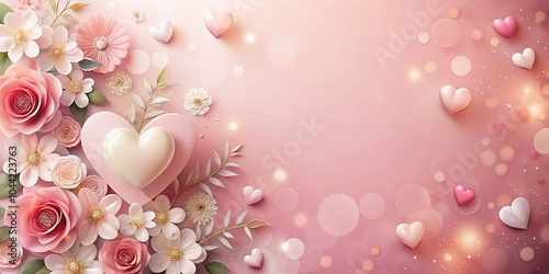 Romantic Valentine Wallpaper Background with Heart Shapes and Flowers for Love Themes