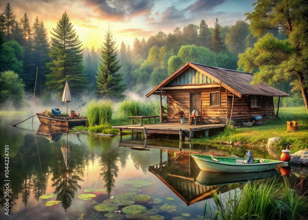 Scenic Rustic Wooden Camp House on Serene Lake for Fishing and Hunting Enthusiasts Scenic Rustic Wooden Camp House on Serene Lake for Fishing and Hunting Enthusiasts