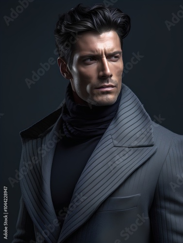 Portrait of a handsome man in a coat. Men's beauty, fashion.