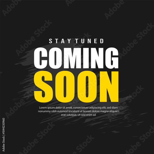 stay tuned coming soon text on dark background