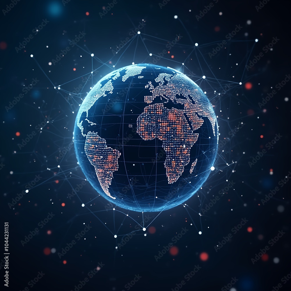 Naklejka premium Futuristic Technology Background with Glowing Circuits and Digital Data Streams 