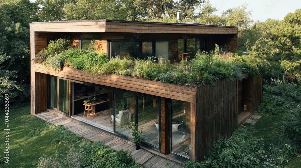 Modern Eco-Friendly House Surrounded by Greenery Modern Eco-Friendly House Surrounded by Greenery