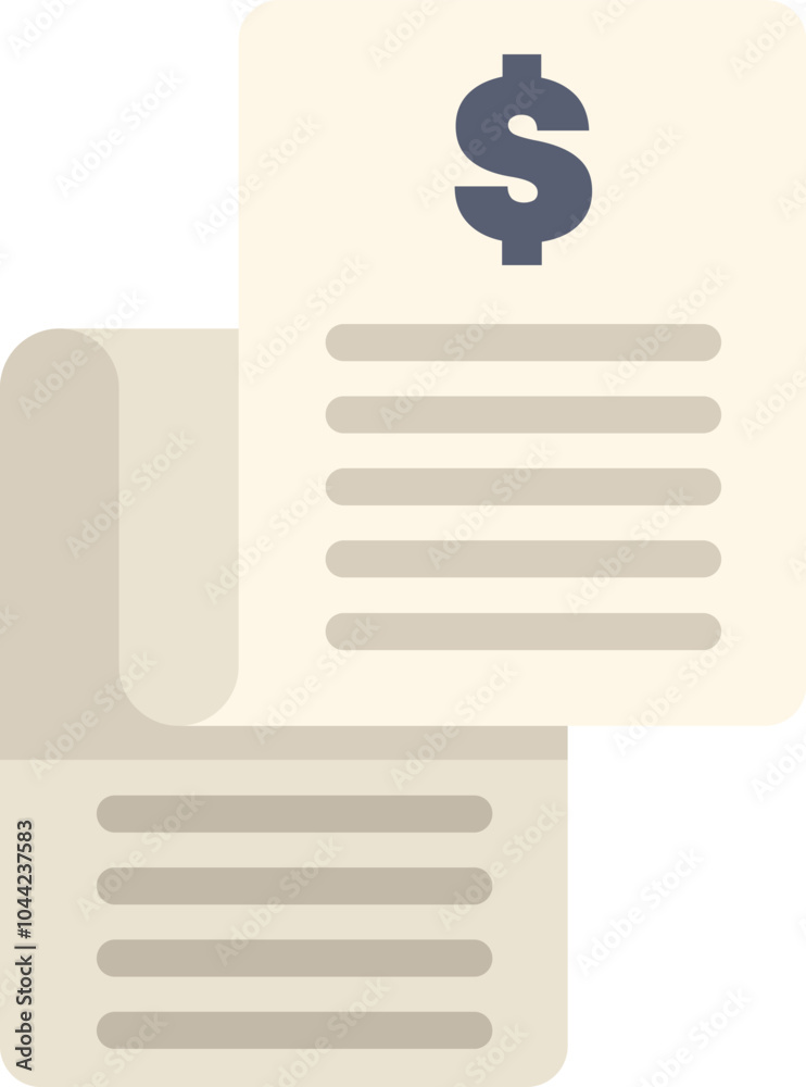 Financial documents icon presenting business invoice or bill with dollar sign for payment Financial documents icon presenting business invoice or bill with dollar sign for payment