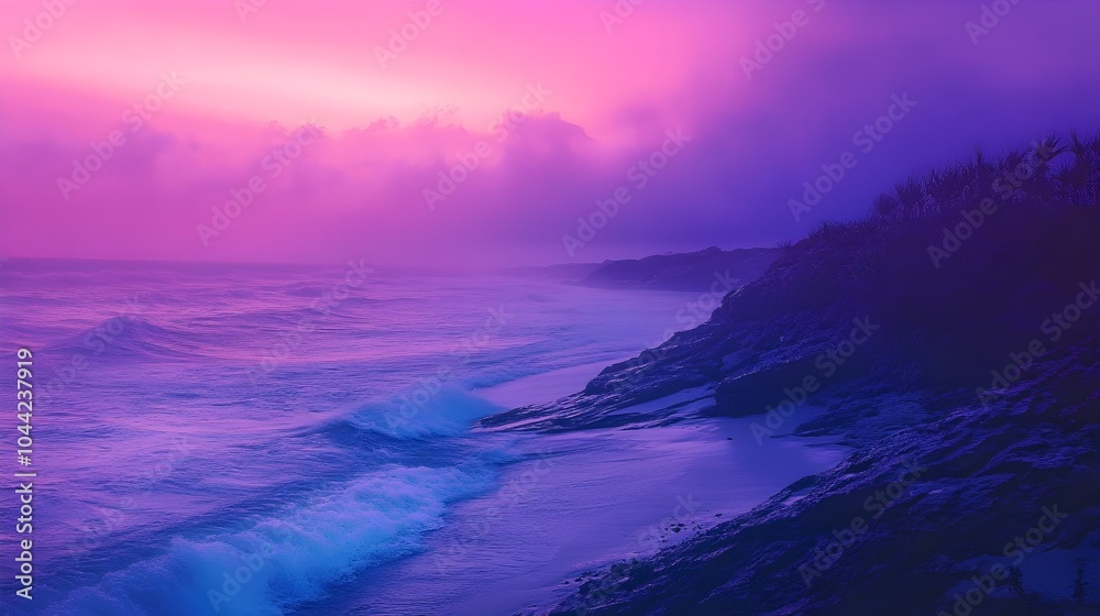 Fototapeta premium Purple Twilight Over the Ocean