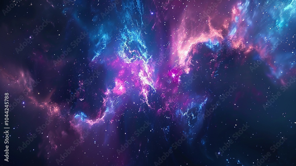 A Cosmic Nebula with Vibrant Pink and Blue Hues A Cosmic Nebula with Vibrant Pink and Blue Hues
