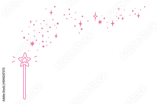 Princess wand and magic dust, vector doodle girly element