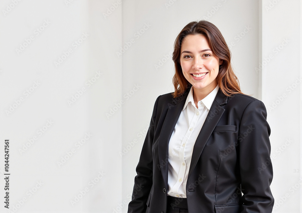 Confident strong woman in business suit smiling Confident strong woman in business suit smiling