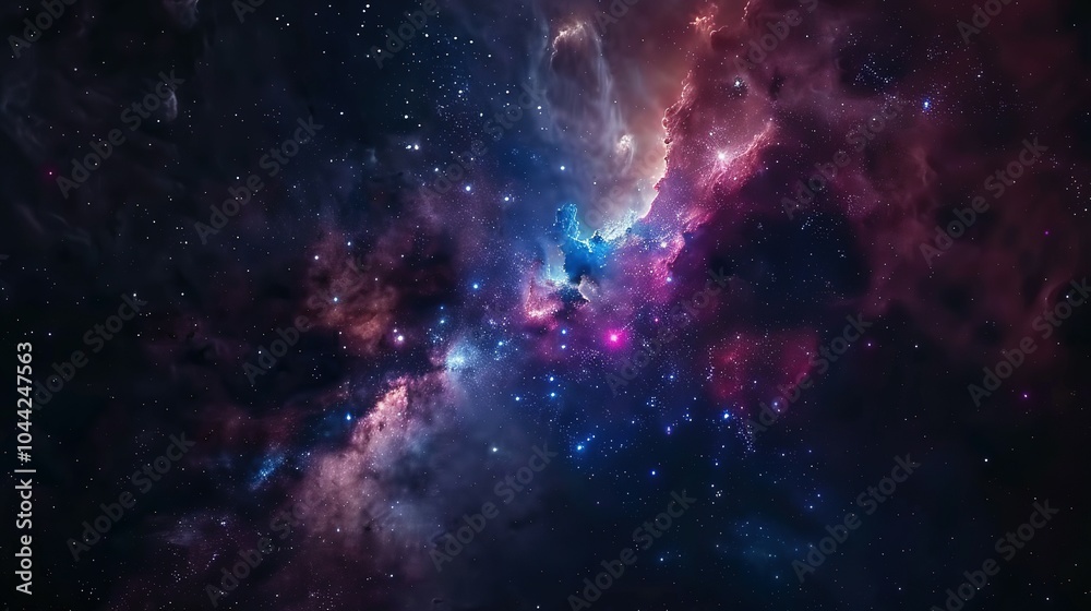 Fototapeta premium A Cosmic Nebula with Stars and Gas Clouds