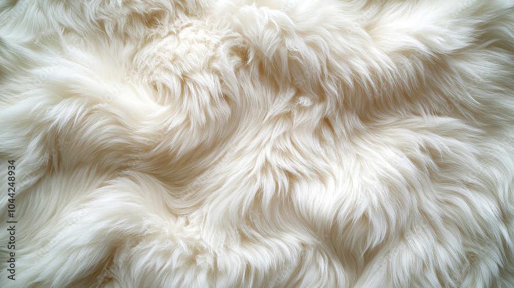 Texture of snow-white long artificial fur close-up top view Texture of snow-white long artificial fur close-up top view