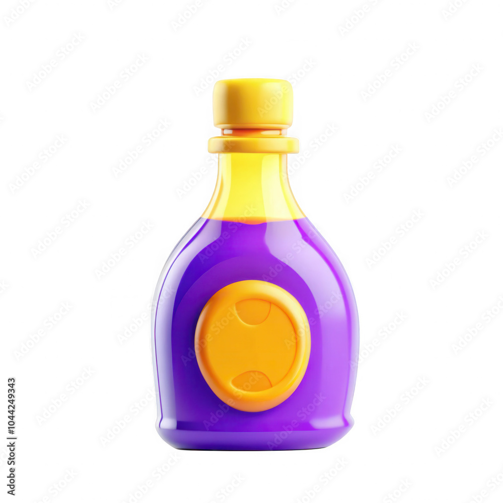 A vibrant purple sauce bottle with a yellow cap and label design, showcased against a plain background. It highlights modern packaging aesthetics. A vibrant purple sauce bottle with a yellow cap and label design, showcased against a plain background. It highlights modern packaging aesthetics.