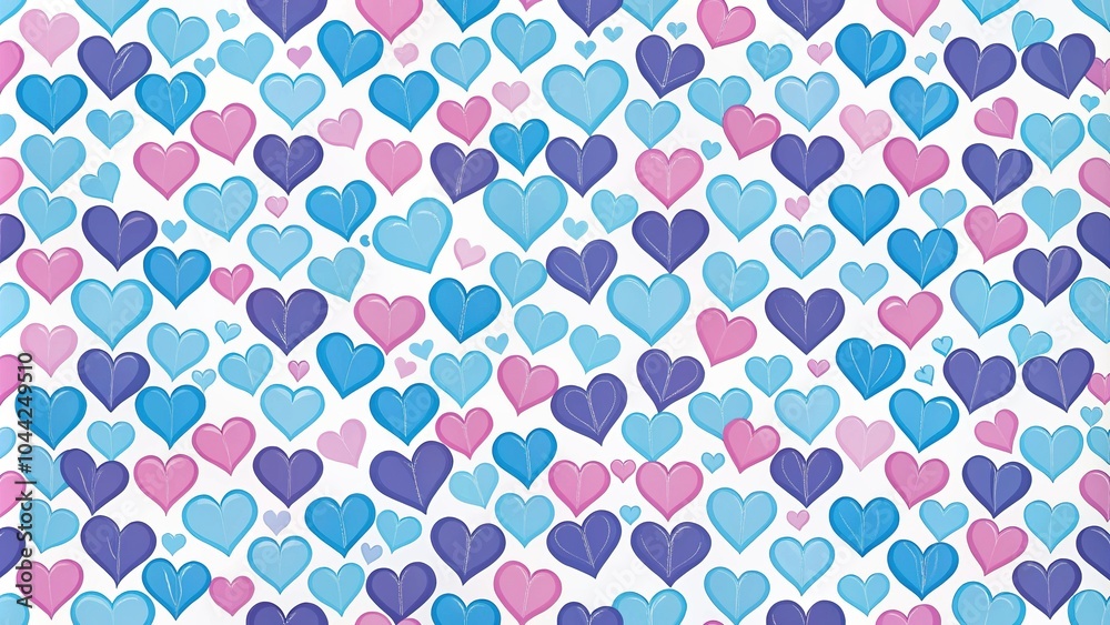 Seamless pattern of blue, pink, and purple hearts Seamless pattern of blue, pink, and purple hearts