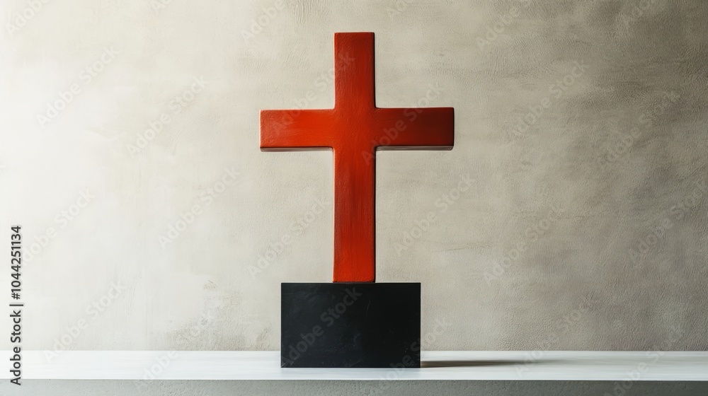 Naklejka premium redn cross on the stone wall