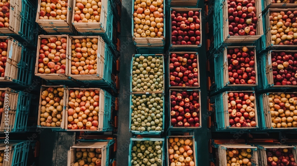 Aerial View of Apples in Crates Aerial View of Apples in Crates