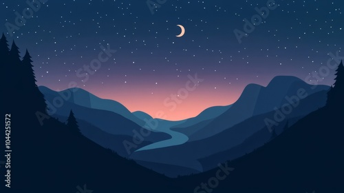 vector background mountains in the night