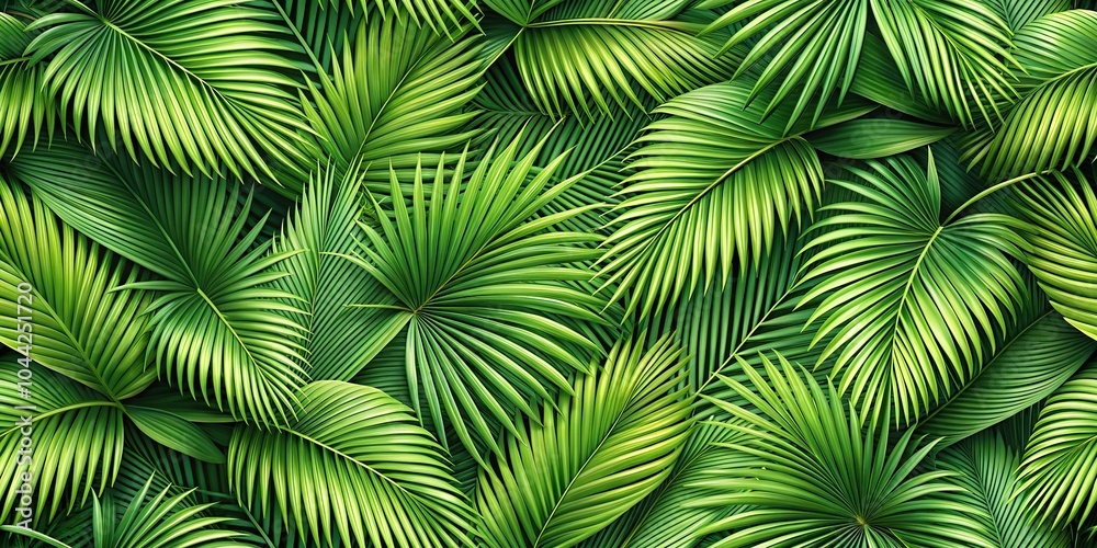 Seamless pattern of green tropical palm leaves Seamless pattern of green tropical palm leaves