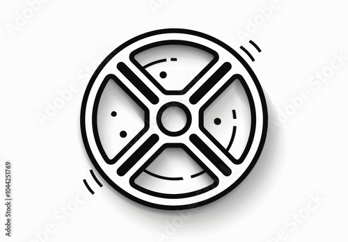 Minimalistic Film Reel Icon with High Contrast Thin Black Lines photo