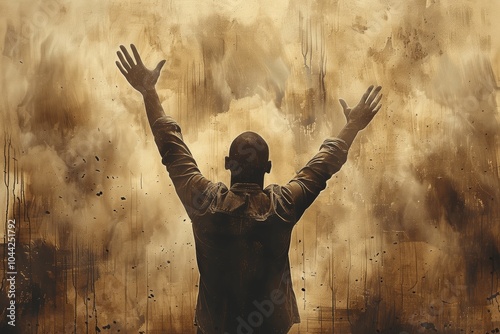 Man Raising Hands in Spiritual Praise